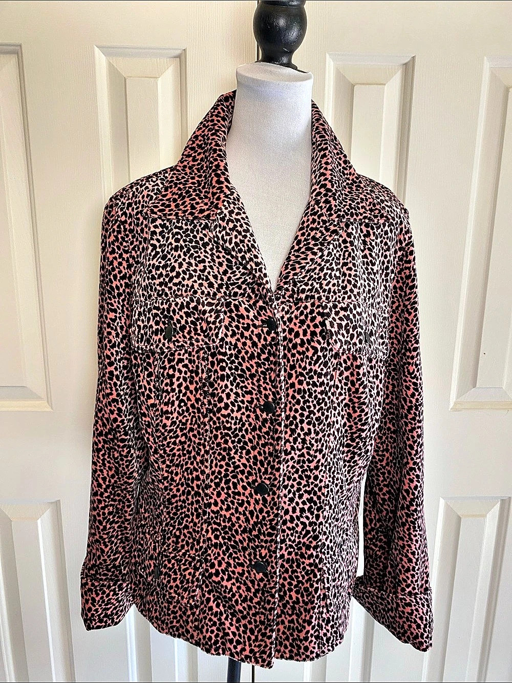 anthracite Pink Animal Print Cotton Jacket Size 16 Like New